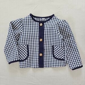 Vintage Navy Gingham Sweater 18-24 months